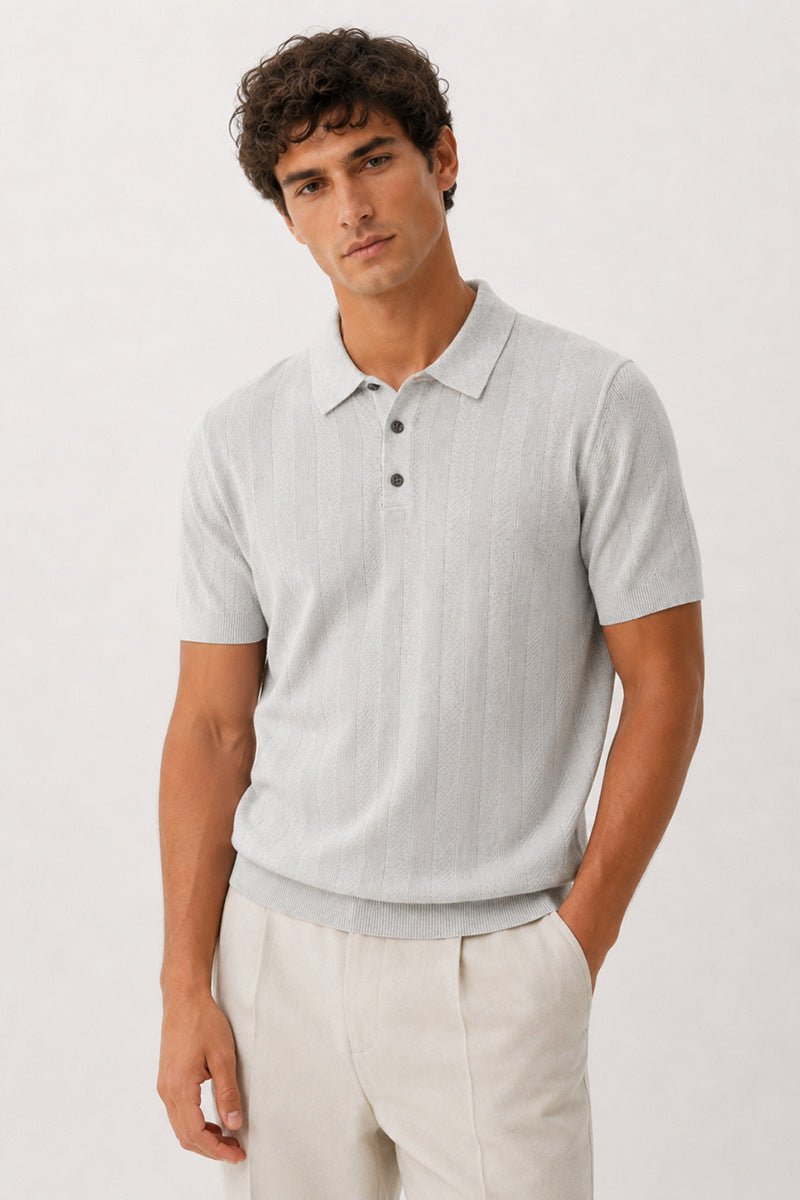 Casual Knitted Short-sleeve Mens Polo Shirt/ Polo da uomo a maniche corte in maglia, casual - FRAMOShopAbbigliamento donna FRAMOShopGray2XLCJYD297300816PK