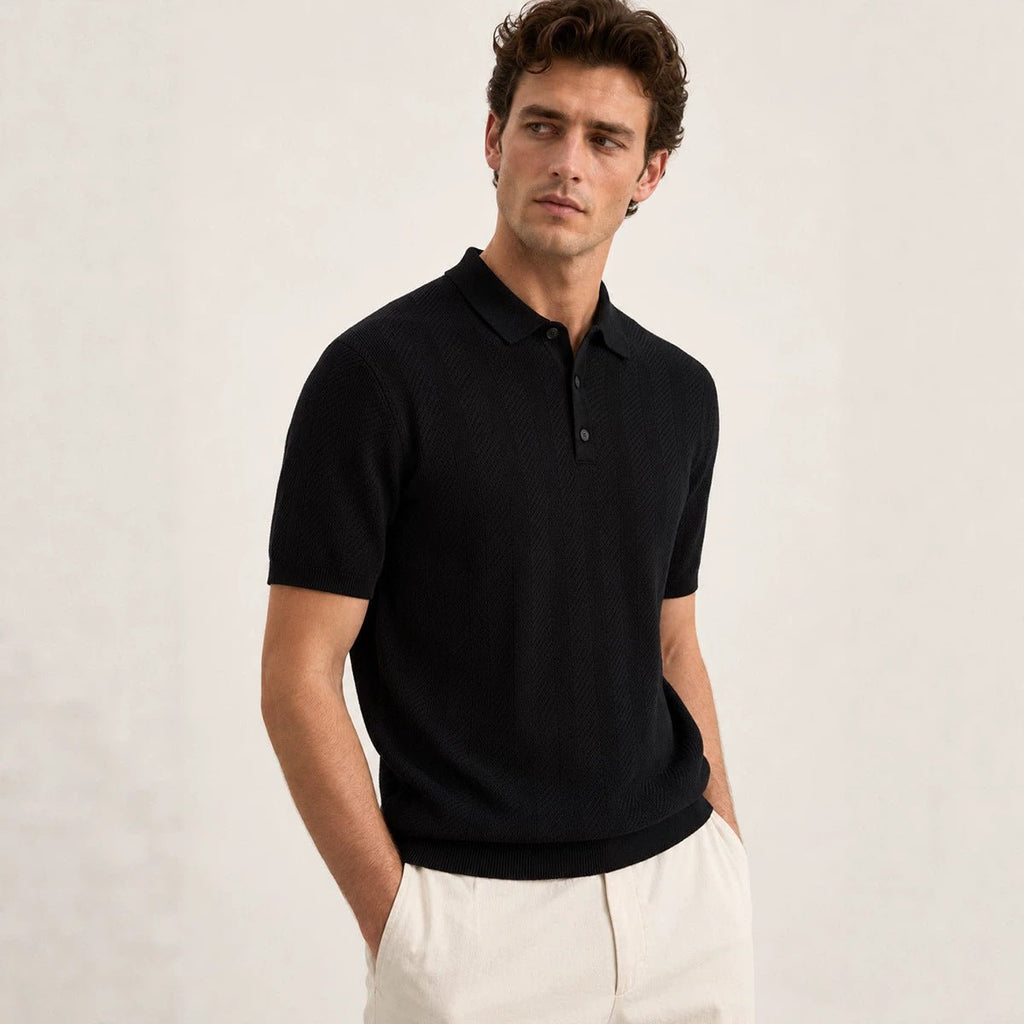 Casual Knitted Short-sleeve Mens Polo Shirt/ Polo da uomo a maniche corte in maglia, casual - FRAMOShopAbbigliamento donna FRAMOShopApricot2XLCJYD297300822VE