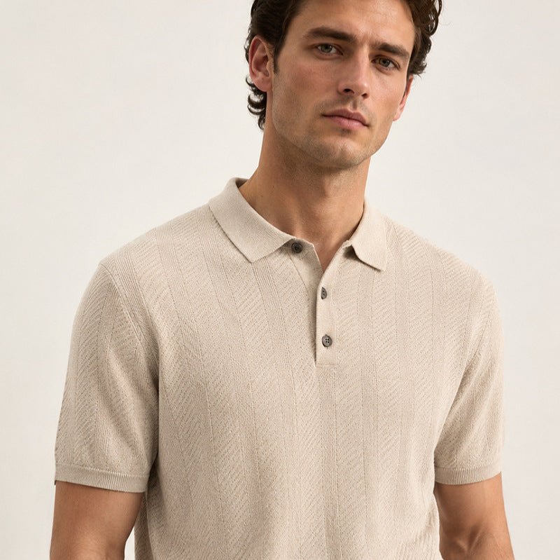 Casual Knitted Short-sleeve Mens Polo Shirt/ Polo da uomo a maniche corte in maglia, casual - FRAMOShopAbbigliamento donna FRAMOShopApricot2XLCJYD297300822VE