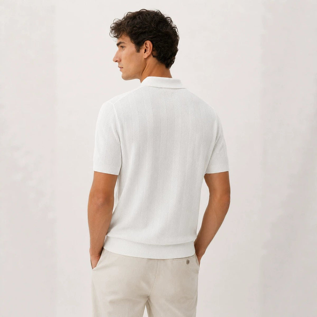 Casual Knitted Short-sleeve Mens Polo Shirt/ Polo da uomo a maniche corte in maglia, casual - FRAMOShopAbbigliamento donna FRAMOShopApricot2XLCJYD297300822VE