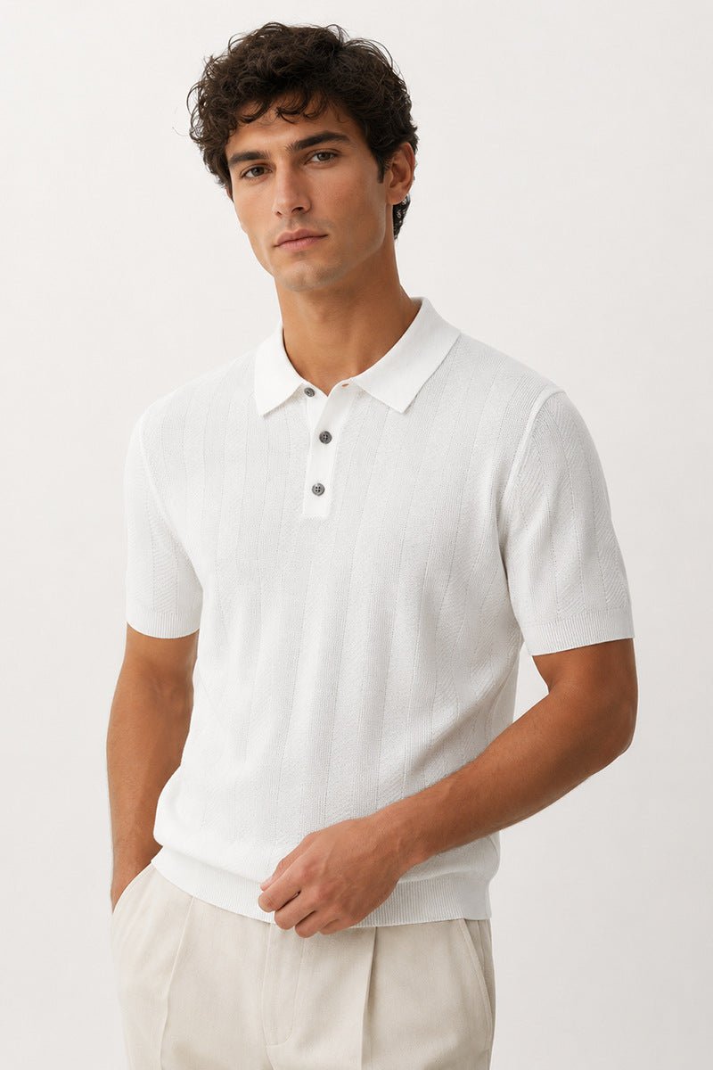 Casual Knitted Short-sleeve Mens Polo Shirt/ Polo da uomo a maniche corte in maglia, casual - FRAMOShopAbbigliamento donna FRAMOShopWhite2XLCJYD297300804DW