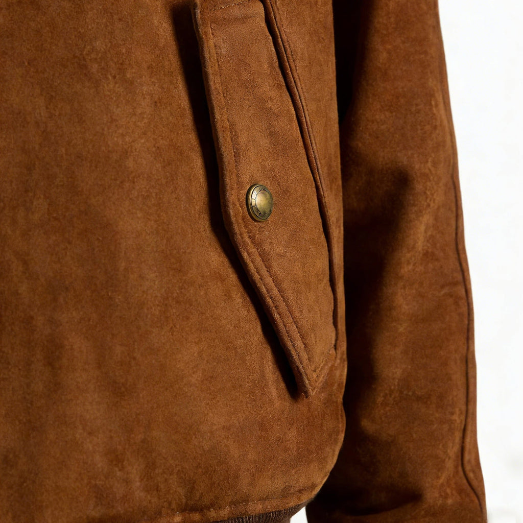 Mens American-style Leather Jacket With A Stand-up Collar / Giacca da uomo in pelle stile americano con collo alto - FRAMOShopabbigliamento uomo FRAMOShopBrown Ribbed Collar2XLCJXZ297033404DW