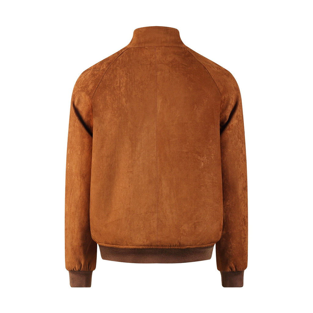 Mens American-style Leather Jacket With A Stand-up Collar / Giacca da uomo in pelle stile americano con collo alto - FRAMOShopabbigliamento uomo FRAMOShopBrown Ribbed Collar2XLCJXZ297033404DW