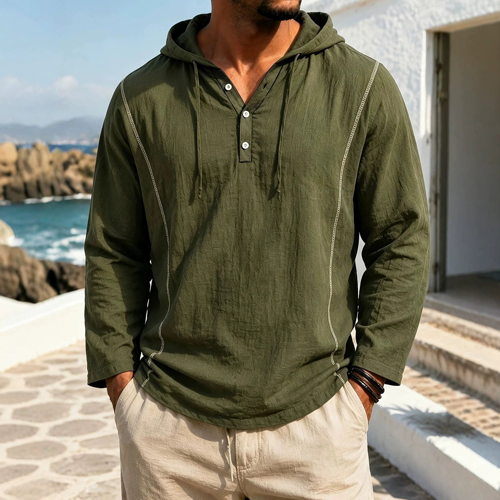 Mens Casual Stylish Loose-fitting Long-sleeve Hooded Sweatshirt / Felpa da uomo casual, elegante, a maniche lunghe e con cappuccio - FRAMOShopabbigliamento uomo FRAMOShopKhaki3XLCJWY295426125YB