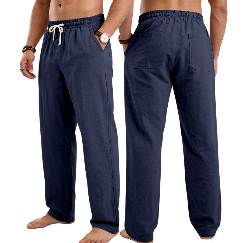Mens Linen Casual Straight-Leg Trousers / Pantaloni casual da uomo in lino a gamba dritta - FRAMOShopabbigliamento uomo FRAMOShopNavy Blue2XLCJXX294921411KP