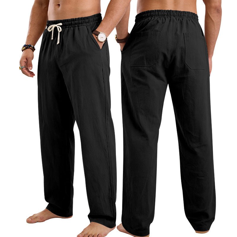 Mens Linen Casual Straight-Leg Trousers / Pantaloni casual da uomo in lino a gamba dritta - FRAMOShopabbigliamento uomo FRAMOShopBlack2XLCJXX294921423WD
