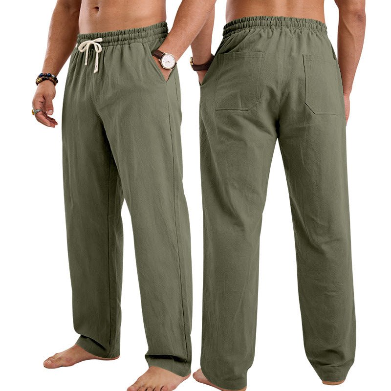 Mens Linen Casual Straight-Leg Trousers / Pantaloni casual da uomo in lino a gamba dritta - FRAMOShopabbigliamento uomo FRAMOShopArmy Green2XLCJXX294921429CX