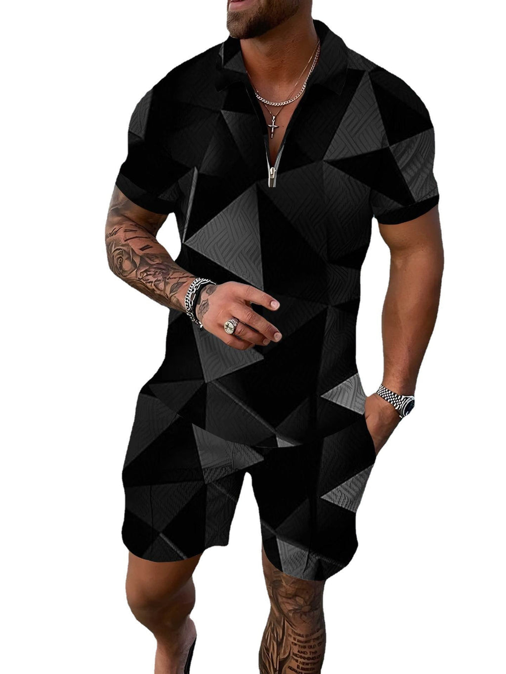 Men's Polo Shirt Summer Fashion 3D Printed Short Sleeve Geometric Zip Lapel / Polo da uomo estiva alla moda, maniche corte, stampa 3D, motivo geometrico, chiusura con zip - FRAMOShopabbigliamento uomo FRAMOShopCHJCSJH613XLCJTW295173406FU