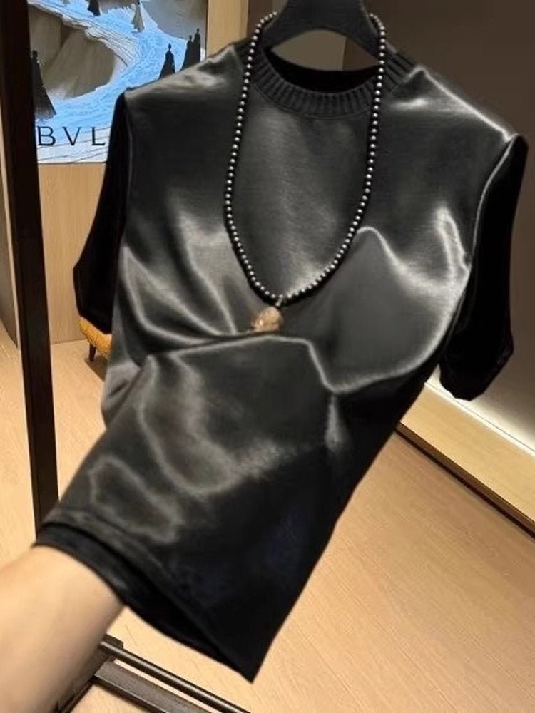 New Round-neck Mens Short-sleeve Casual Fashion Top / Nuova maglia da uomo a maniche corte con scollo rotondo, casual e alla moda - FRAMOShopabbigliamento uomo FRAMOShopBlack2XLCJYH295533702BY