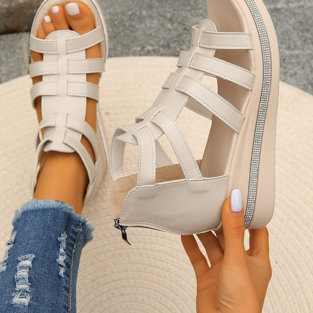Summer Rhinestone Sandals With Back Zipper Women's Platform Shoes - FRAMOShopcalzature donna FRAMOShopBeige36CJYD207423409IR